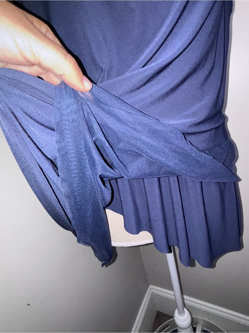 MiracleSuit Mirage navy blue tankini top underwire tiered mesh size 16 CURRENT - Picture 3 of 9